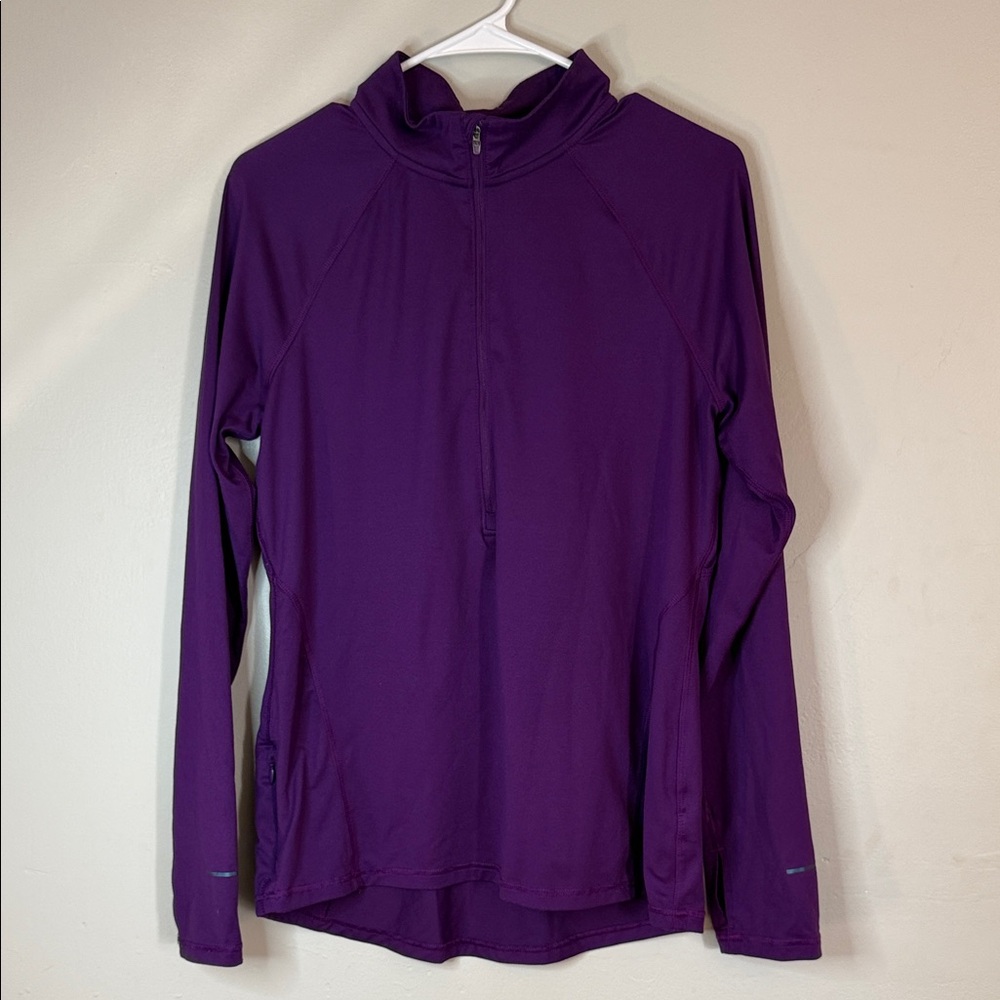 Champion Purple Long Sleeve Quarter Zip Pullover Hoodie Top - Size M